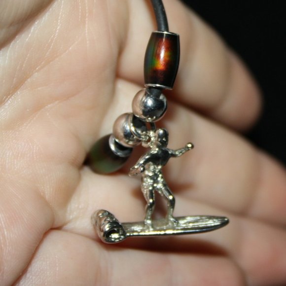 Black and silver with mood beads surfer necklace